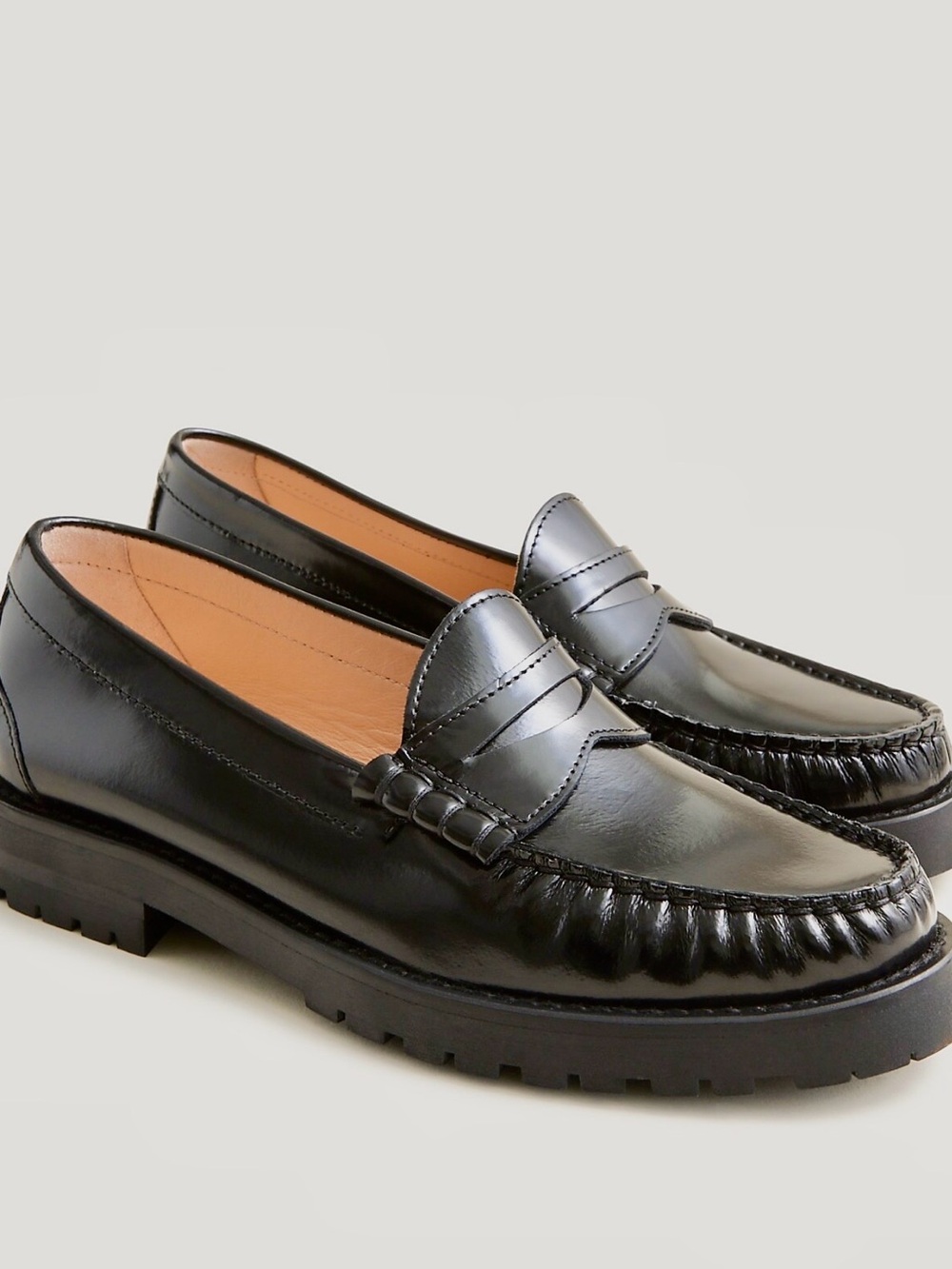 J. Crew Women’s Winona Lug Sole Black Leather Penny Loafers NWT
